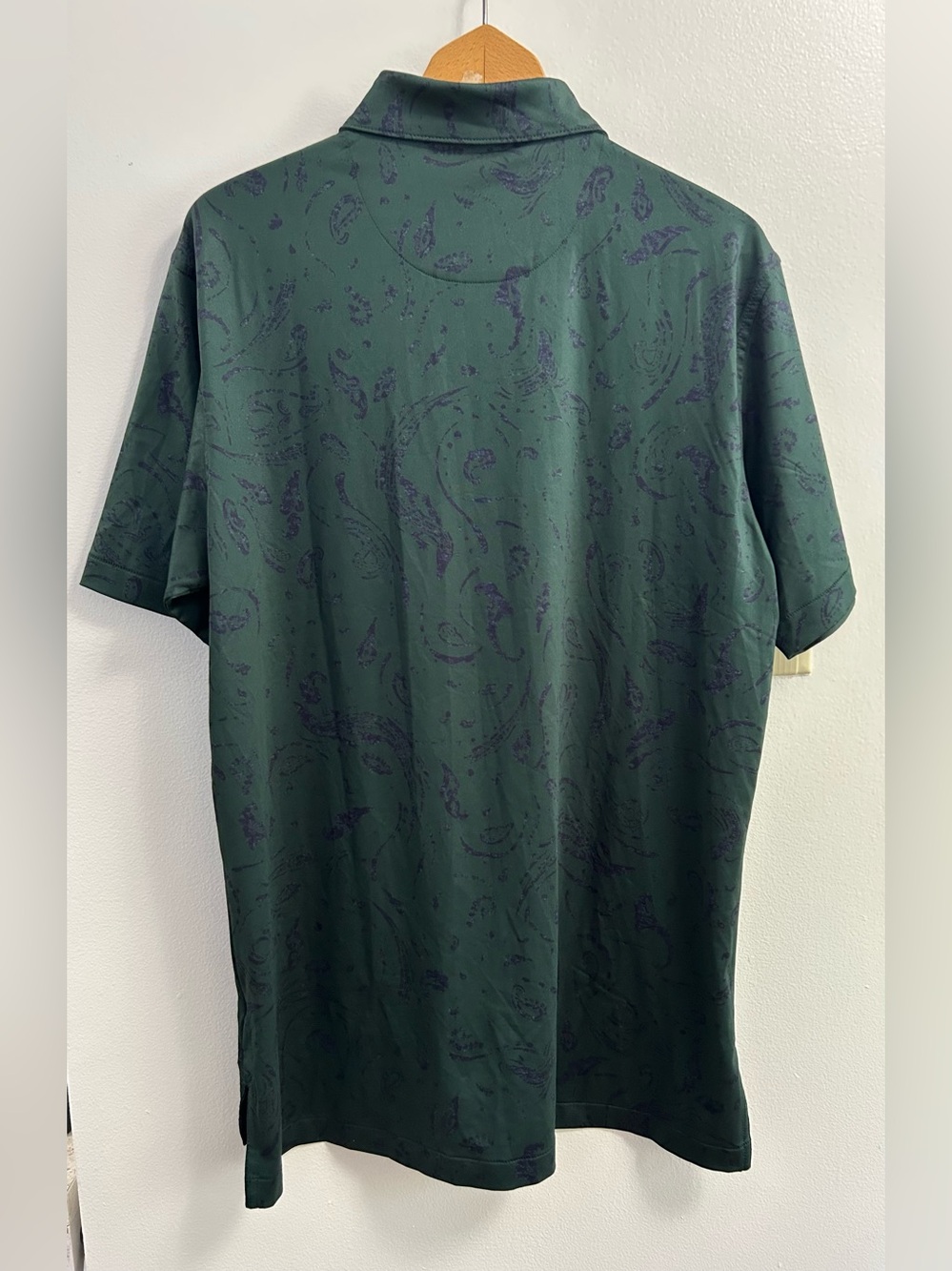 Peter Millar Dark Green paisly print Polo Shirt (Medium) - Picture 4 of 6